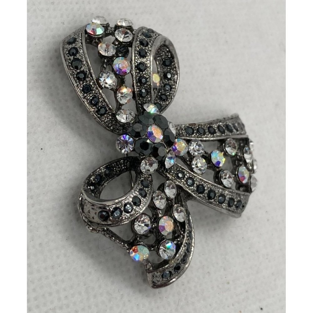 Rhinestone Ribbon Brooch Pin - Picture 3 of 6